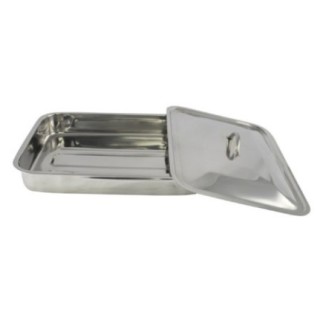 Tavă pentru cuptor cu capac, dreptunghiulară din inox, ideală pentru fripturi fragede și suculente