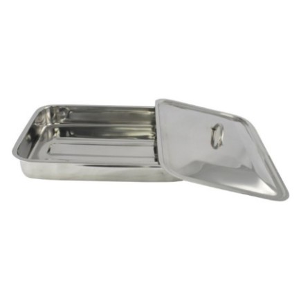 Tavă pentru cuptor cu capac, dreptunghiulară din inox, ideală pentru fripturi fragede și suculente