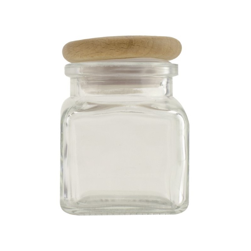 Borcan pentru depozitat condimente și mirodenii, recipient din sticlă cu capac etanș din lemn, 120 ml