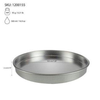 Tavă de copt din tablă cositorită, rotundă cu bordură, rezistentă, perfectă pentru pizza, plăcinte și quiche, diametru 19 cm
