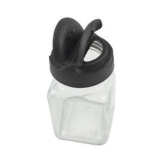 Borcan pentru condimente din sticlă cu capac multifuncțional cu sită și clapete pentru vărsat și presărat condimente, 150 ml