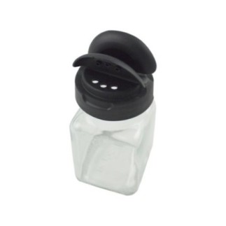 borcan de condimente din sticlă cu capac din plastic negru multifuncțional cu două clapete