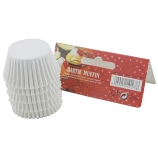 Set de forme pentru copt minibrioșe, rotunde, din hârtie specială albă, 2.5x4 cm, rezistente la căldură, 100 buc