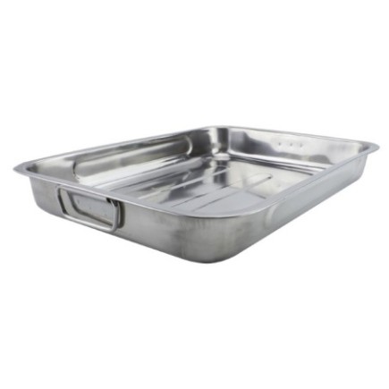 tavă dreptunghiulară din inox cu mânere pentru friptură
