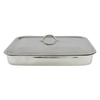 tavă dreptunghiulară din inox cu capac pentru gătit în cuptor