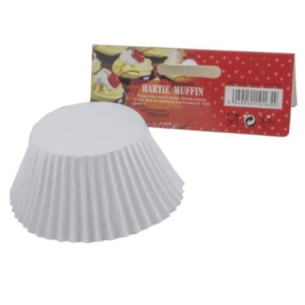 Set de forme pentru copt brioșe, rotunde, din hârtie specială albă, 3.5x7 cm, rezistente la căldură, 30 buc