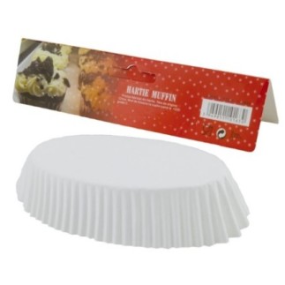 Set de hârtii pentru copt brioșe, ovale din hârtie specială albă, 9.5x4.5x3.9 cm, rezistente la căldură, 75 buc