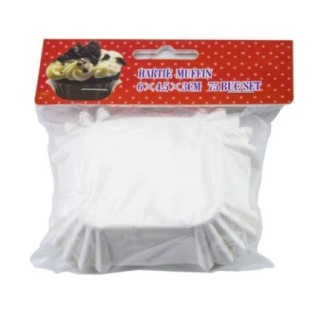 Set de hârtii pentru copt brioșe, dreptunghiulare din hârtie specială albă, 6x4.5x3 cm, rezistente la căldură, 75 buc