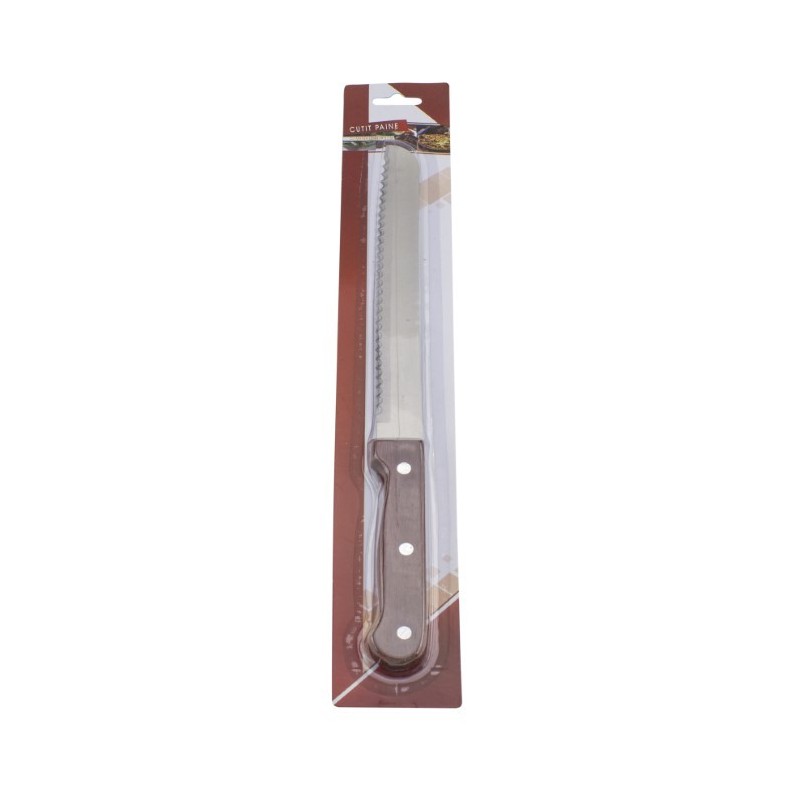 Cuțit pentru feliat pâine și produse de patiserie cu lamă zimțată din inox și mâner ergonomic din lemn