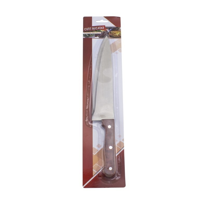 Cuțit de bucătărie universal cu lamă rezistentă din inox și mâner ergonomic din lemn, potrivit pentru carne, legume și verdețuri Cuțit de bucătărie universal cu lamă rezistentă din inox și mâner ergonomic din lemn, potrivit pentru carne, legume și verdețuri
