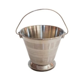 Recipient inox pentru sosuri, mini găletușă cu mâner, potrivit la servirea dressingurilor, muștarului sau ketchupului, 9.5 cm