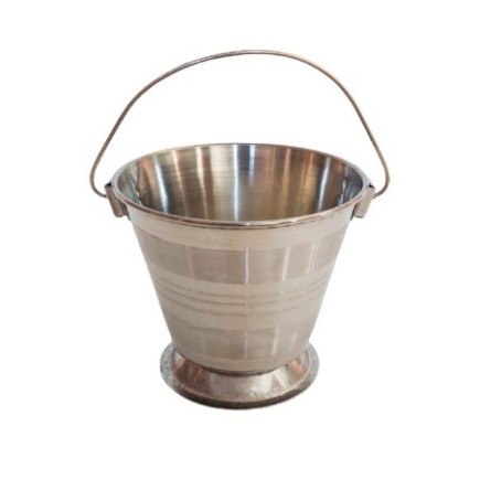 Recipient inox pentru sosuri, mini găletușă cu mâner, potrivit la servirea dressingurilor, muștarului sau ketchupului, 9.5 cm