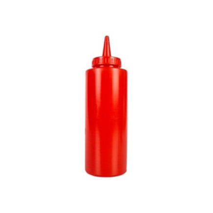 flacon din plastic de strâns în mână roșu pentru sos cu vârf subțire pentru turnare controlată