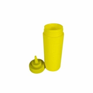 Flacon pentru dozat sosuri din plastic galben cu capac filetat și duză subțire pentru o turnare controlată prin stoarcere 350 ml
