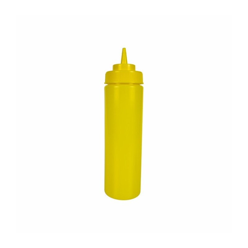 Flacon pentru dozat sosuri din plastic galben cu capac filetat și duză subțire pentru o turnare controlată prin stoarcere 700 ml