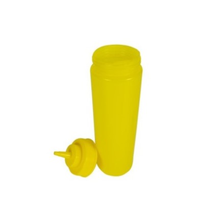 Flacon pentru dozat sosuri din plastic galben cu capac filetat și duză subțire pentru o turnare controlată prin stoarcere 700 ml