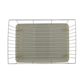 suport pentru uscat vase cu tavă din plastic crem pentru colectarea apei