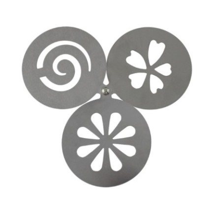 Set șabloane din inox pentru decorat cafea, prăjituri și deserturi, ideale pentru latte art și cappuccino, 3 buc