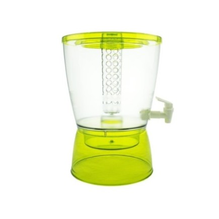 dozator de lichide cu rezervor transparent cu robinet și suport și capac din plastic verde