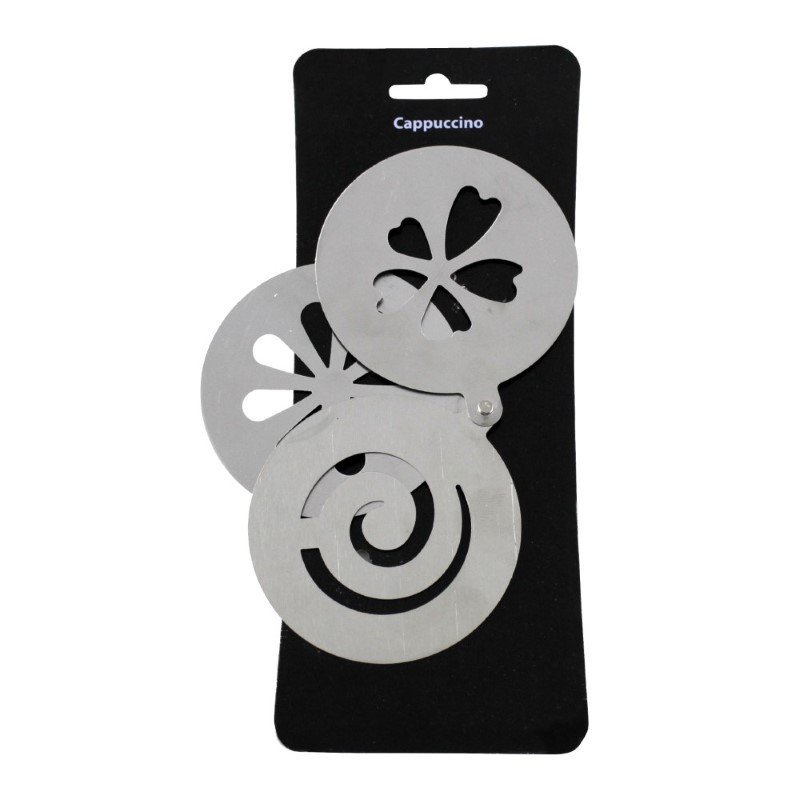 Set șabloane din inox pentru decorat cafea, prăjituri și deserturi, ideale pentru latte art și cappuccino, 3 buc
