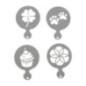 set de 4 forme rotunde din plastic pentru latte art cu modele diferite