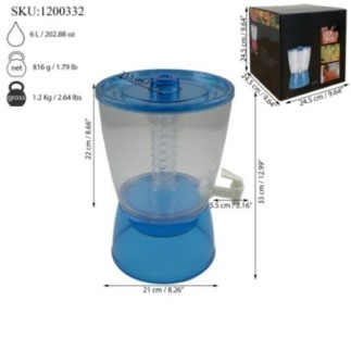 Dozator lichide plastic albastru 6L - Pentru sucuri naturale, ceai