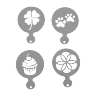 Set șabloane din plastic pentru decorat cafea, prăjituri și deserturi, ideale pentru latte art și cappuccino, 3 buc