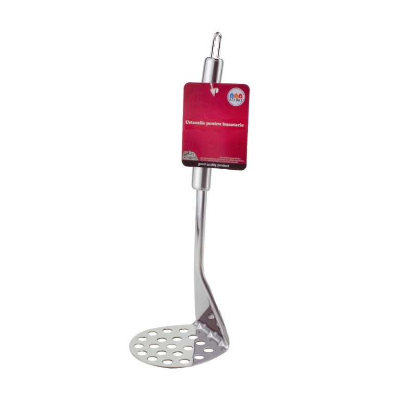 Zdrobitor de cartofi din inox cu mâner solid si bază perforată pentru pasare rapidă și eficientă, ideal pentru piureuri cremoase