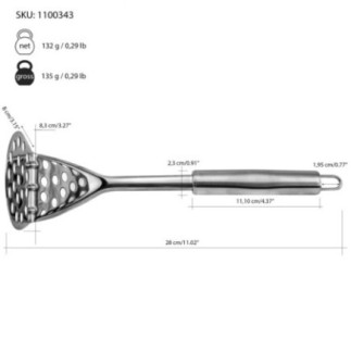 ustensilă de bucătărie pentru zdrobit legume fierte și informații despre dimensiuni