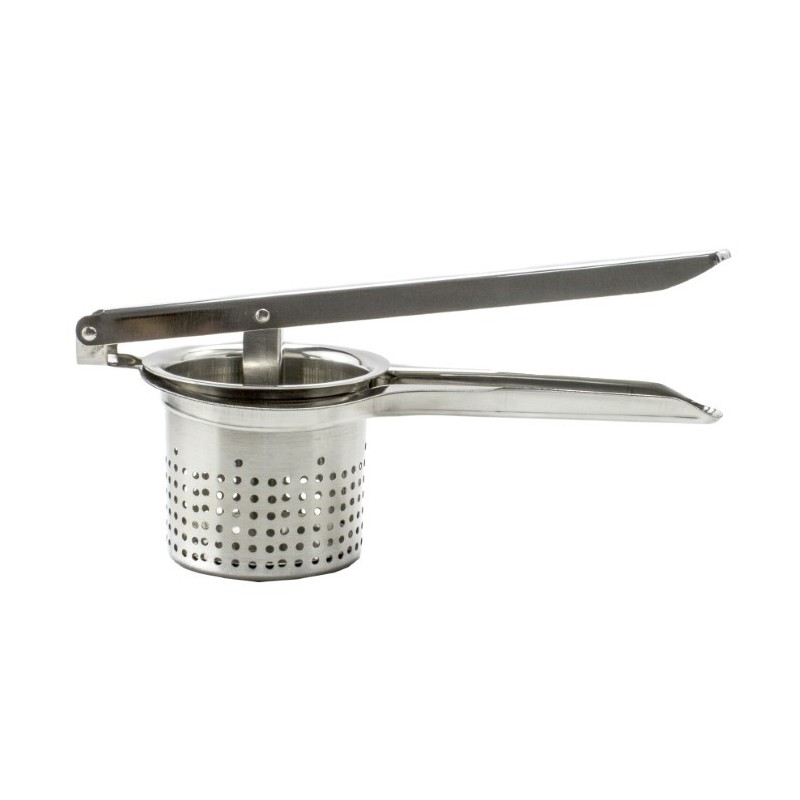 Presă de cartofi, din inox, cu mâner ergonomic și sită perforată, perfectă pentru un piure fin și cremos din fructe sau legume