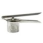 presă manual din inox cu două mânere și recipient perforat pentru piure de legume fierte