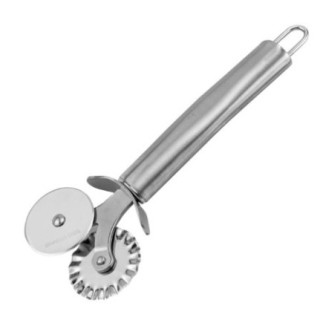 tăietor de aluat din inox cu o roată netedă și o roată zimțată