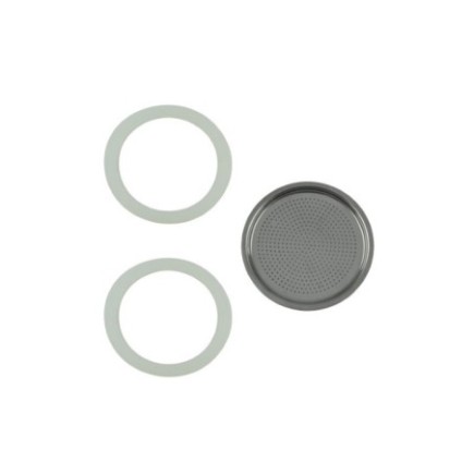 set 2 garnituri rotunde din silicon și sită pentru cafetieră de aragaz de 4 persoane