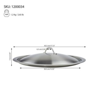 Capac profesional din inox pentru cratițe și oale medii, compatibil cu utilizare intensă în bucătării comerciale, 40 cm