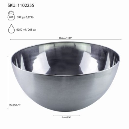 Bol din inox de calitate profesională, esențial pentru gătit, amestecat sau servit, perfect pentru orice bucătărie, 29x14 cm