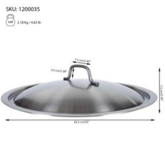 capac profesional rotund de 60 cm cu mâner și specificații tehnice afișate grafic prin săgeți și text