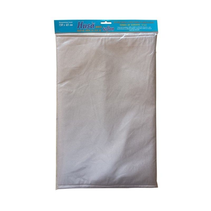 Husă teflonată pentru masa de călcat, sistem de fixare cu șnur reglabil, compatibilă cu majoritatea meselor, 130x45 cm