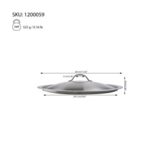 Capac profesional din inox pentru oale și cratițe, rezistent și durabil, ideal pentru utilizare intensivă în restaurante, 24 cm