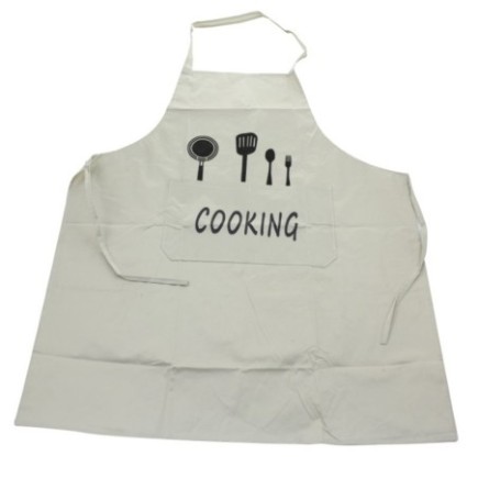 șorț de bucătărie crem cu imprimeu desen cu ustensile de gătit