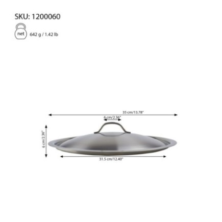 Capac profesional, din  Inox, pentru oale și cratițe, robust, potrivit pentru uz intensiv în restaurante și cantine, 32 cm