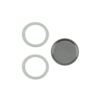set 2 garnituri rotunde din silicon și sită pentru cafetieră de aragaz de 4 persoane