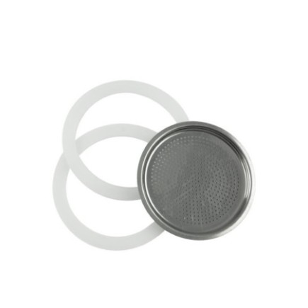 Set de garnituri din silicon și filtru din inox pentru cafetieră Moka, accesorii de rezervă pentru cafetiera de 6 persoane 3 buc