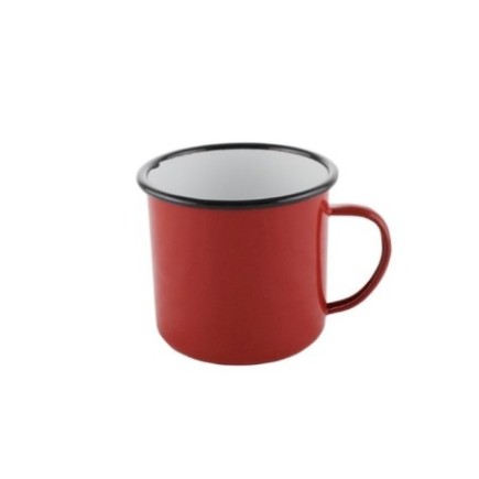 Cană emailată roșie, smălțuită, diametru 10cm, rezistentă și durabilă perfectă pentru uz zilnic în bucătărie sau camping, 700 ml