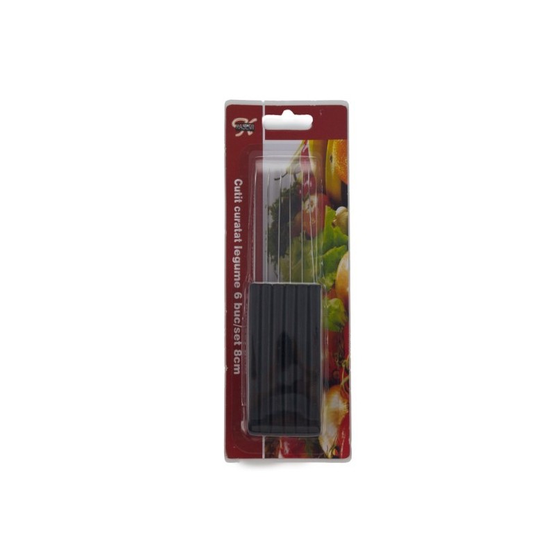 Set cuțite de masă pentru curățat și feliat cu lamă din inox de 8 cm și mâner ergonomic, 6 buc