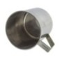 cană metalică argintie din inox cu mâner