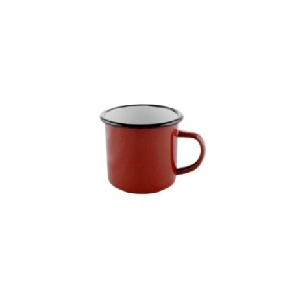 Cană emailată roșie, smălțuită, diametru 8cm, rezistentă și durabilă perfectă pentru uz zilnic în bucătărie sau camping, 360 ml