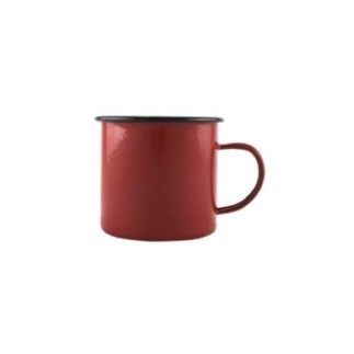 cană emailată de 500 ml roșie cu mâner pentru camping
