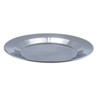 farfurie intinsa rotundă din inox lucios cu margini usor ridicate