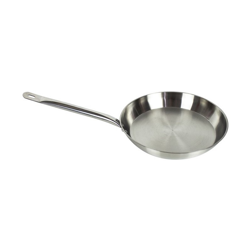 Tigaie profesională, inox, inductie, ideală pentru gătit intensiv, bază solidă și durabilă, distribuție optimă a căldurii, 32 cm