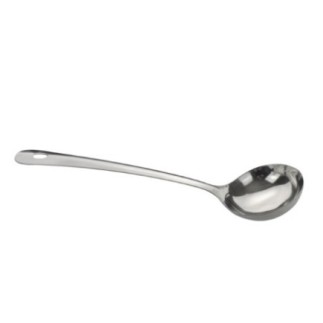 polonic din inox pentru supă cu mâner lung plat cu orificiu pentru agățat